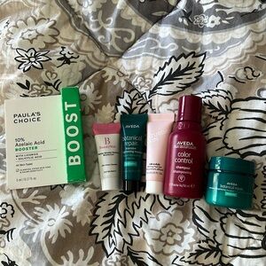 6 various hair and skin trial sizes